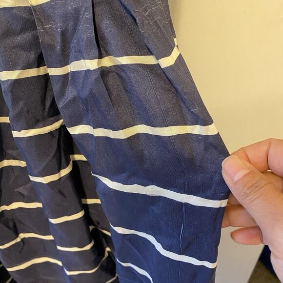 Kate Spade Short Sleeve 100% Silk Luxury Midi Shirt dress Navy White Striped Sz4 - Picture 9 of 12